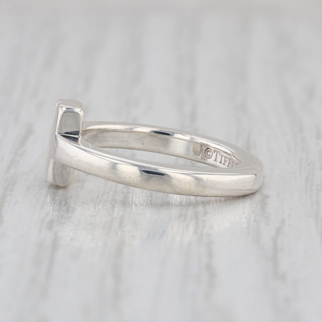 Tiffany T Square Ring Sterling Silver w/ Pouch Size 5 Adjustable