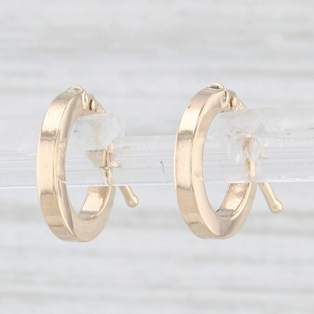Light Gray New Small Round Hoop Earrings 14k Yellow Gold Pierced Snap Top Hoops