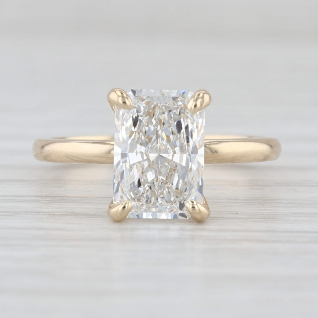 New 2.59ct Lab Grown Diamond Solitaire Ring 14k Yellow Gold Size 6.75 E VS1