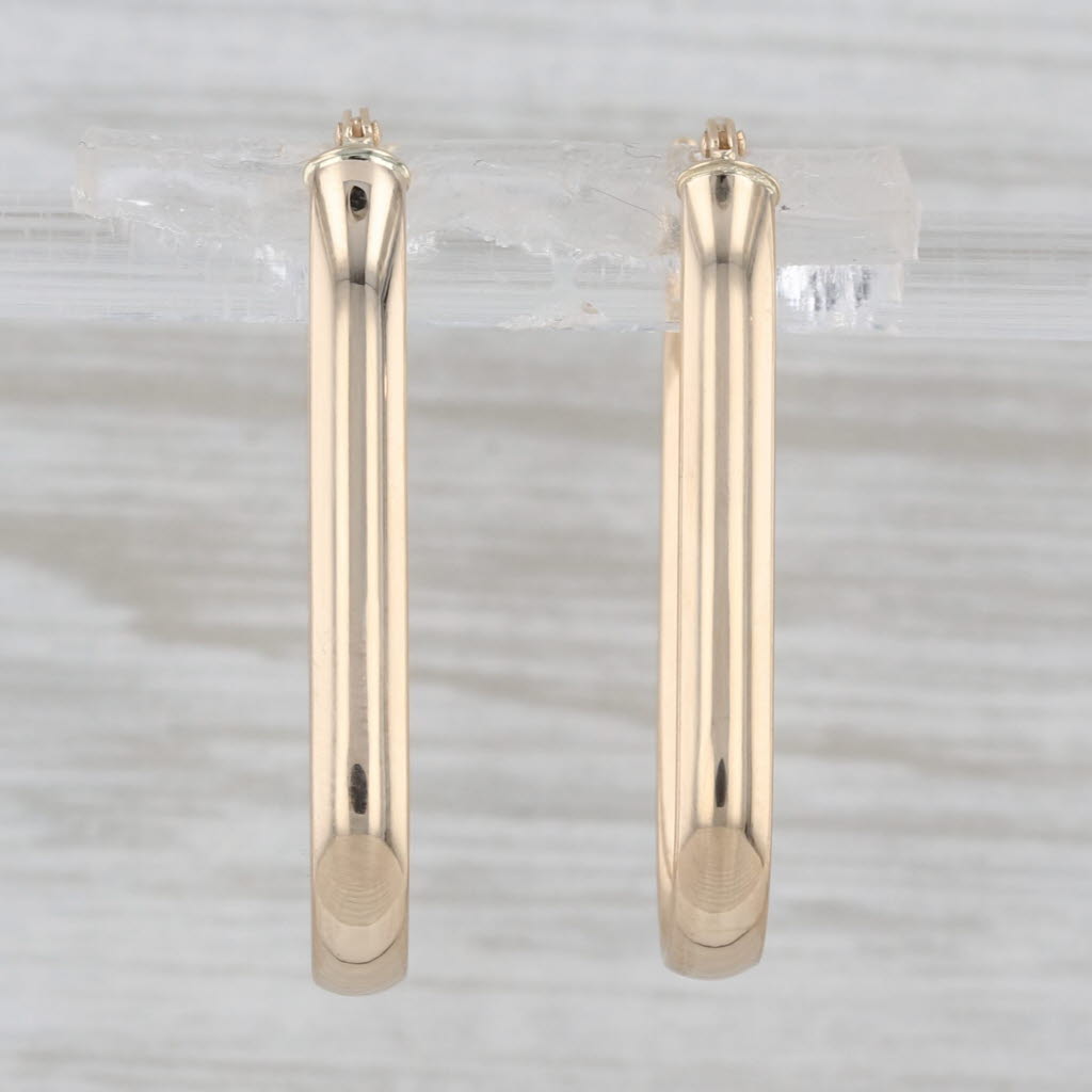 Oval Hoop Earrings 14k Yellow Gold 26.4 x 3mm Snap Top Hoops