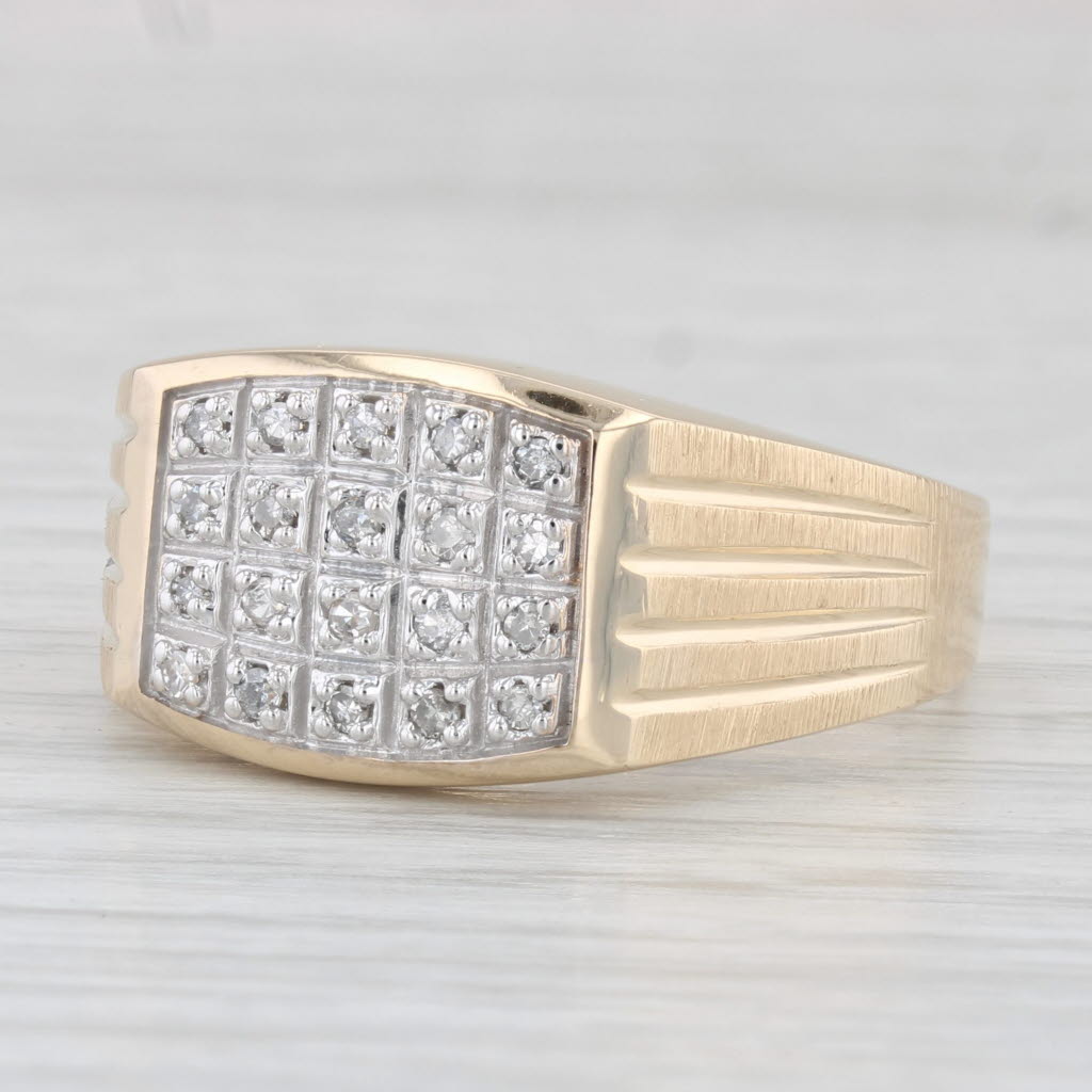 Light Gray 0.16ctw Diamond Men's Ring 10k Yellow Gold Size 13
