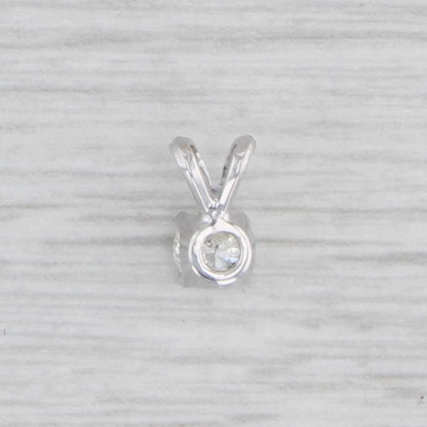 Light Gray 0.29ct Diamond Solitaire Pendant 14k White Gold Small Drop