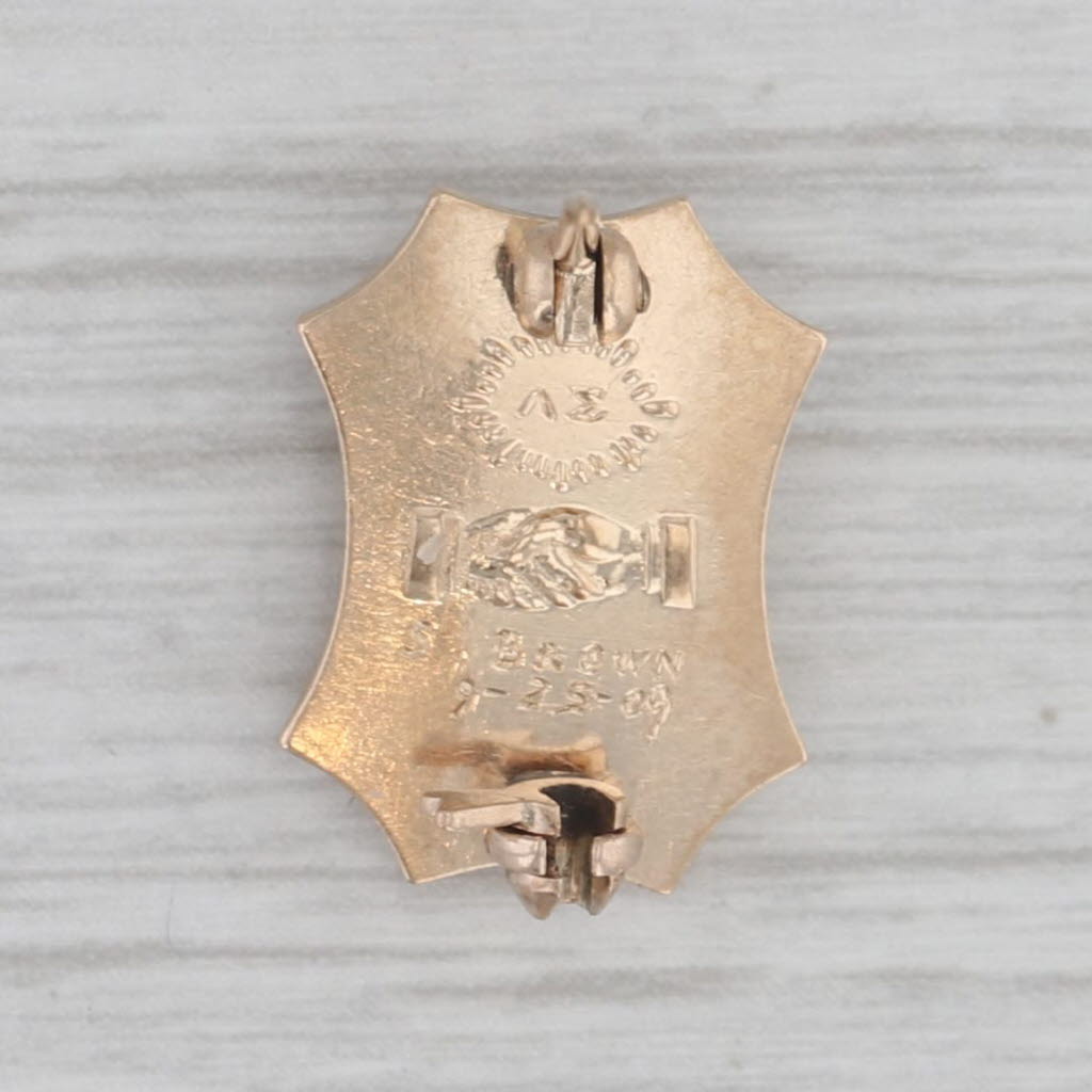 Gray Beta Theta Pi Badge 12k Gold Diamond Enamel Antique 1909 Fraternity Pin