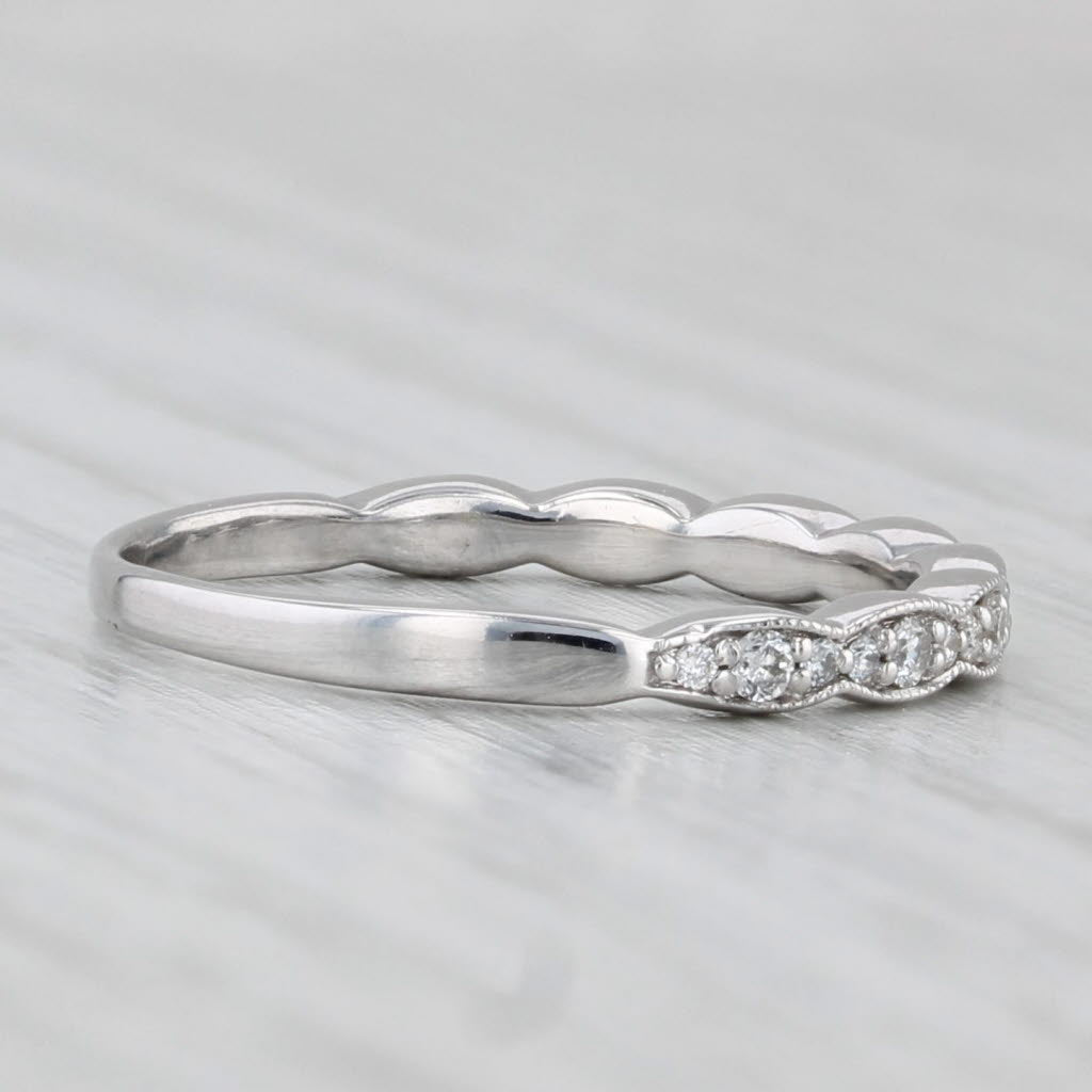 Light Gray 0.20ctw Diamond Wedding Ring 14k White Gold Stackable Band Size 5.5