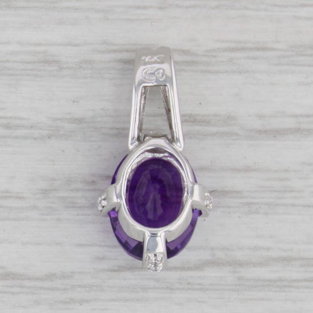 Gray 4.04ctw Oval Amethyst Diamond Pendant 14k White Gold Drop