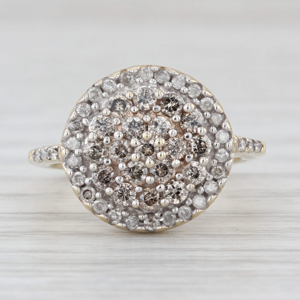 0.69ctw Diamond Cluster Halo Ring 10k Yellow Gold Size 4.75 Engagement