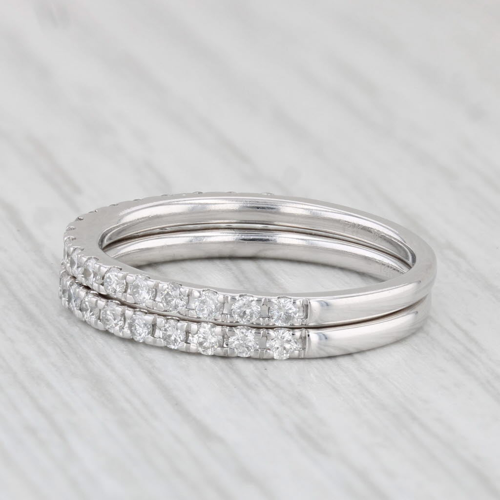 Light Gray 0.66ctw Diamond Set of 2 Rings 14k White Gold Wedding Anniversary Bands Sz 6.75
