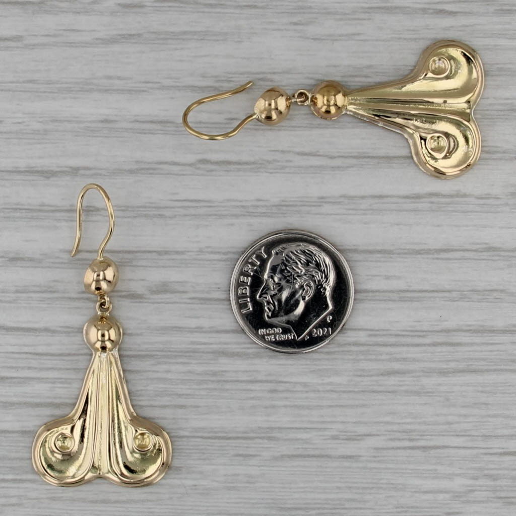 Ornate Dangle Earrings 18k Yellow Gold Hook Posts Drops