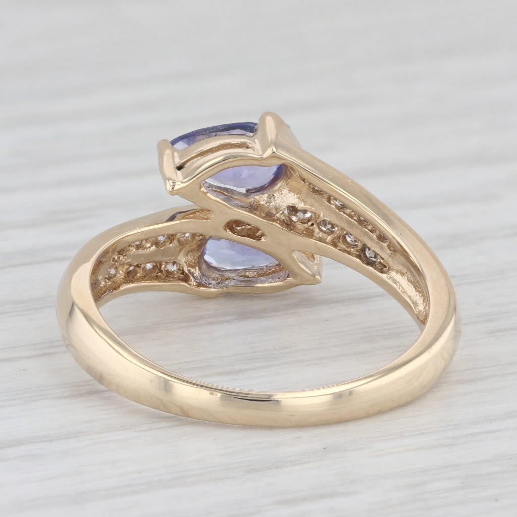 Light Gray 1.06ctw Pear Tanzanite Diamond Ring 14k Yellow Gold Size 7 Bypass