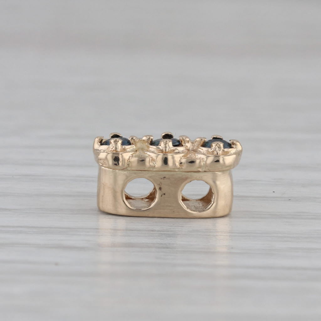 Gray 0.25ctw Blue Sapphire Slide Bracelet Charm Spacer 14k Gold Richard Glatter