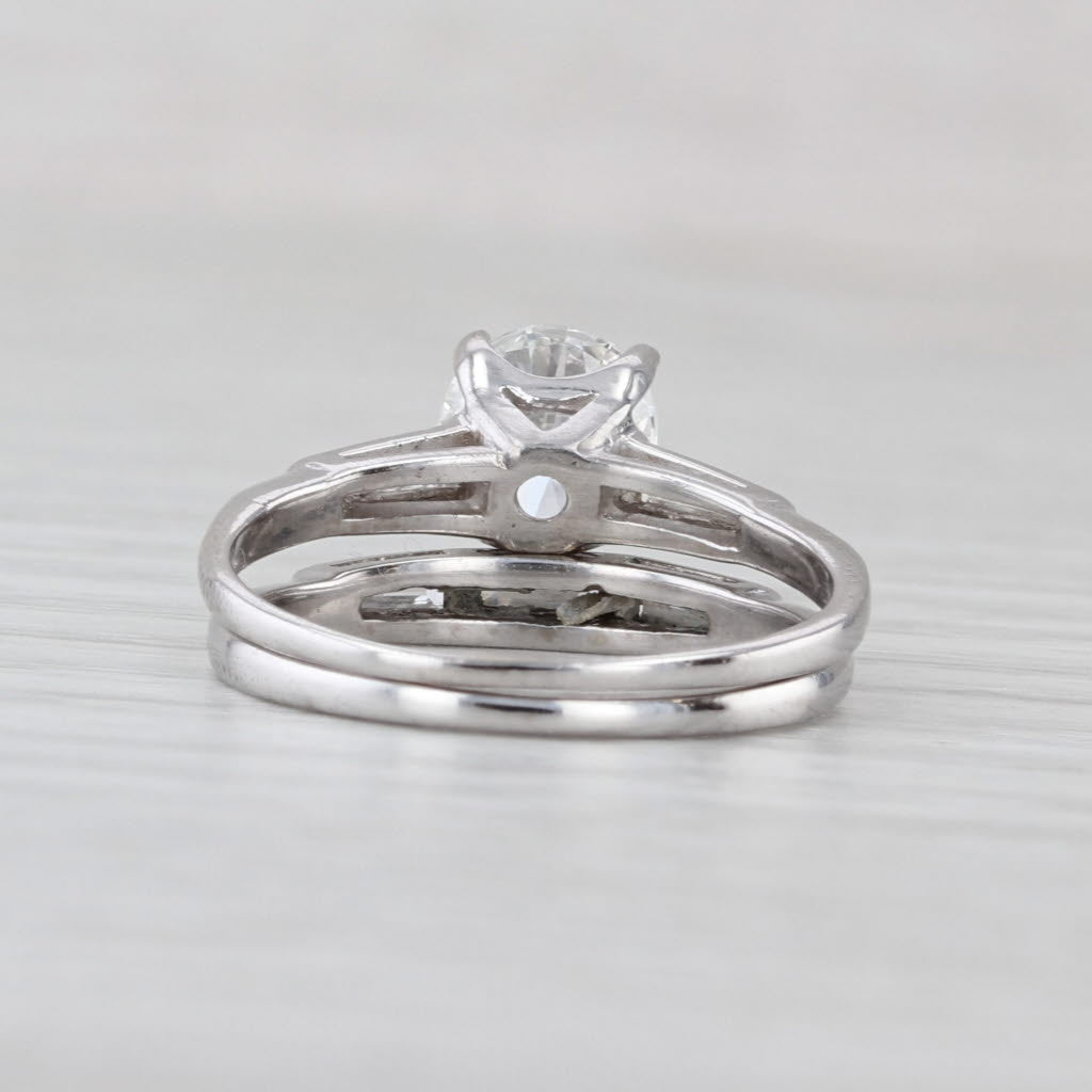 1.70ctw Lab Grown Diamond Engagement Ring Wedding Band Bridal Set 14k Gold IGI
