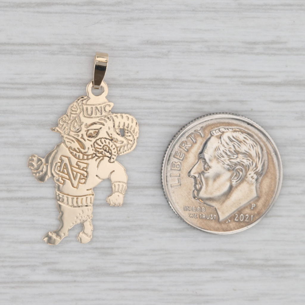 Gray UNC Chapel Hill Rameses Ram Pendant 14k Gold University North Carolina Mascot
