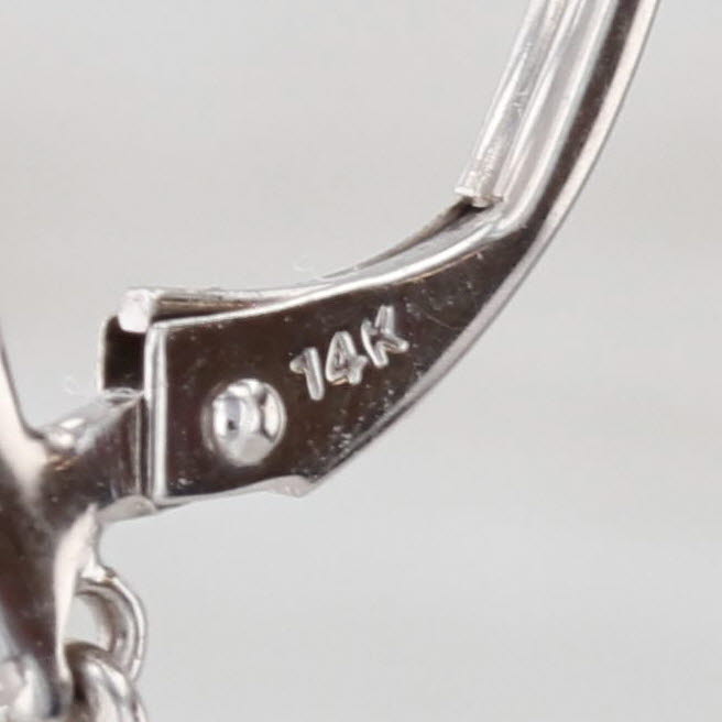 3.28ctw Pear Topaz Diamond Teardrop Dangle Earrings 14k White Gold Leverbar