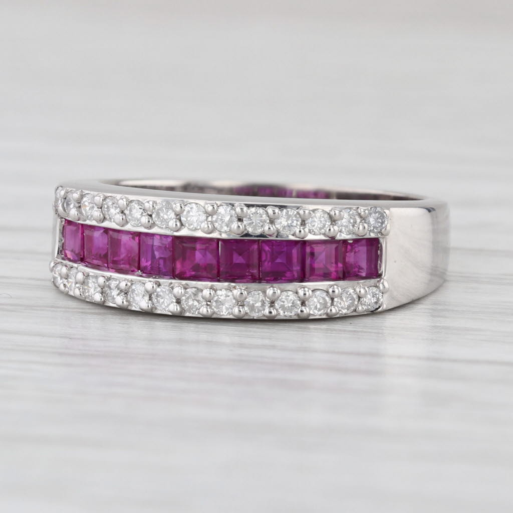 1.04ctw Ruby Diamond Ring 14k White Gold Size 7-7.25 Bridal Band