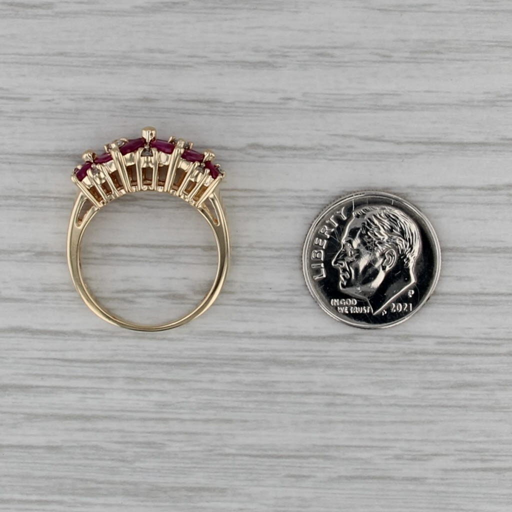 1.68ctw Ruby Flower Ring 14k Yellow Gold Size 7.25 Cluster