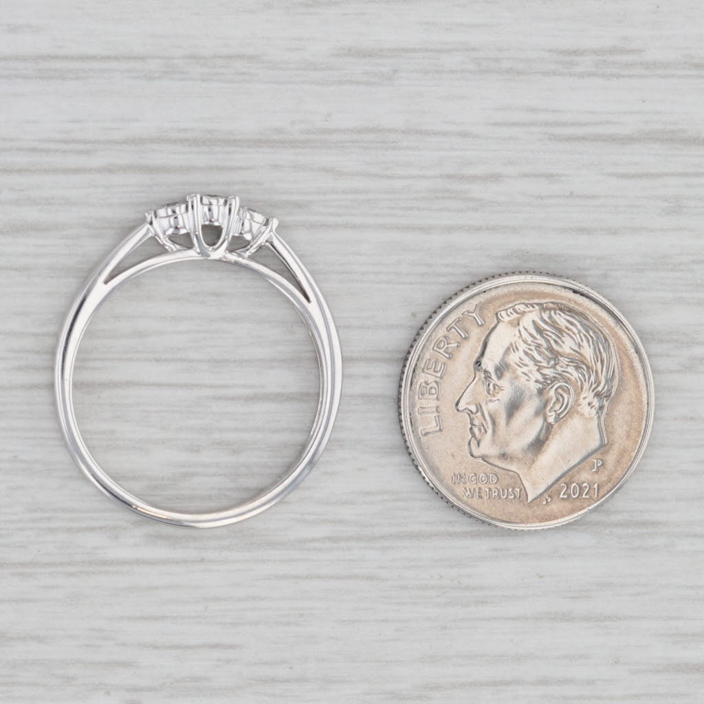 Gray Diamond 3-Stone Ring 10k White Gold Size 6.75 Engagement Stackable