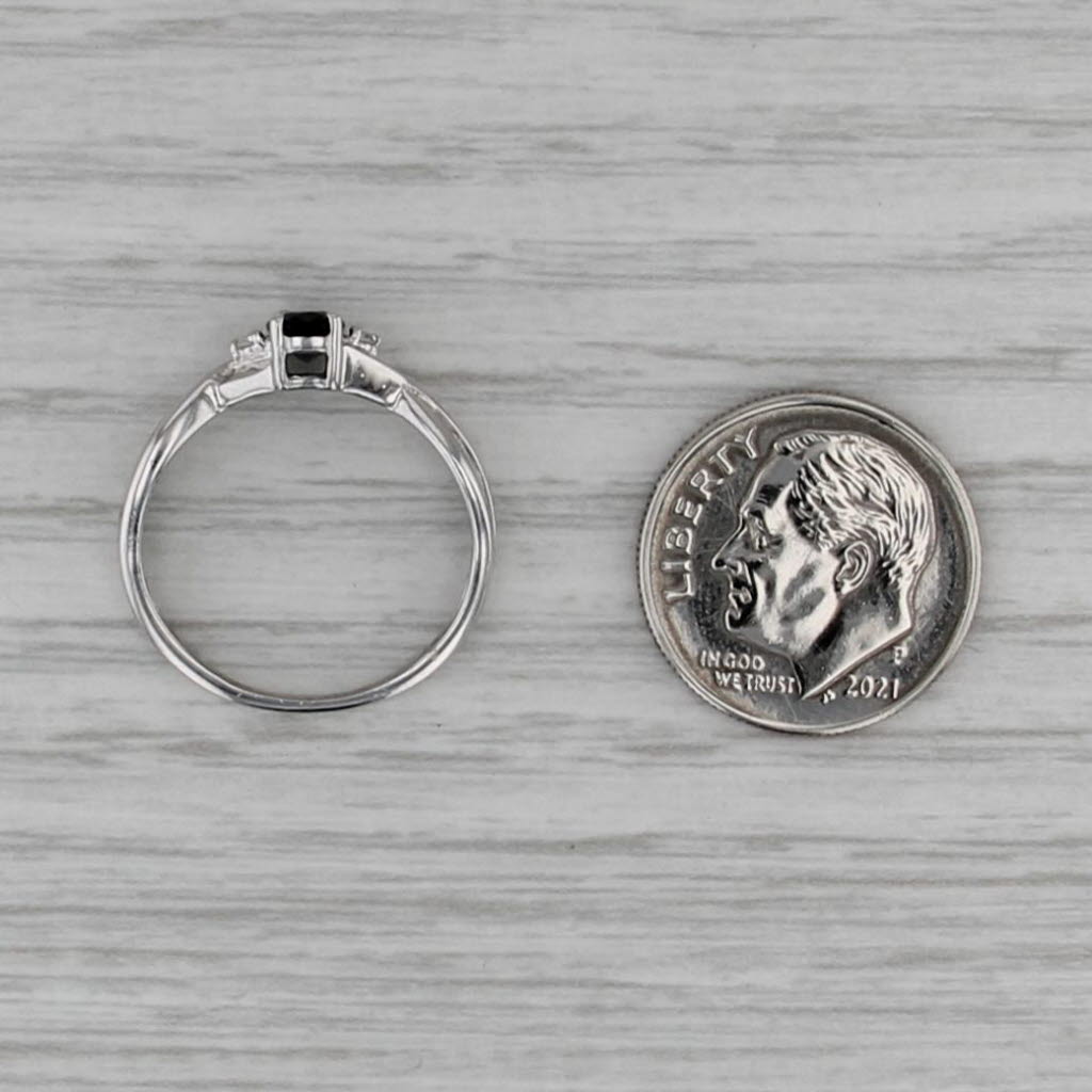 0.53ctw Oval Blue Sapphire Diamond Ring 10k White Gold Size 6