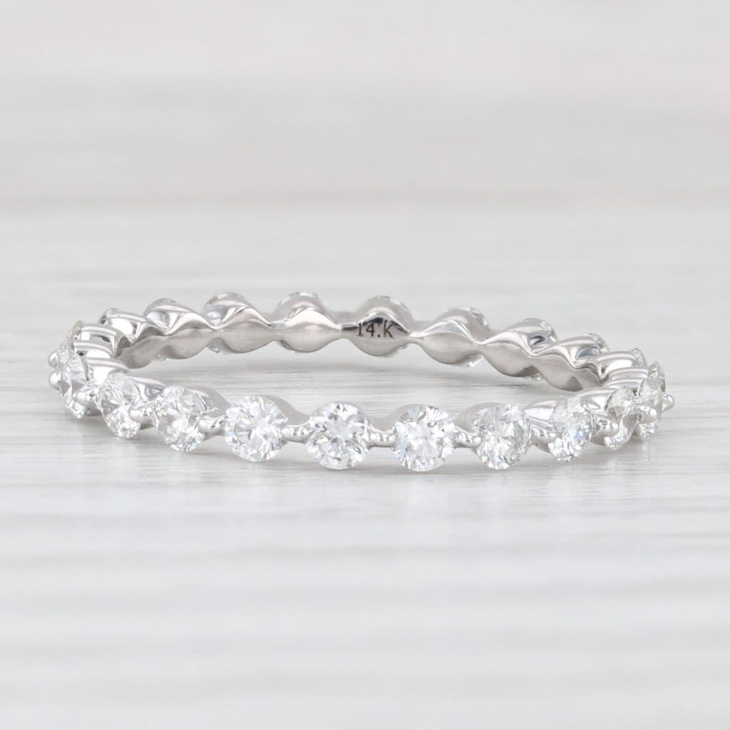 Light Gray 0.85ctw Diamond Eternity Wedding Band 14k White Gold Stackable Anniversary Ring