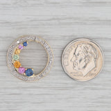 0.57ctw Multicolor Sapphire Diamond Circle Pendant 10k Yellow Gold Floating Drop