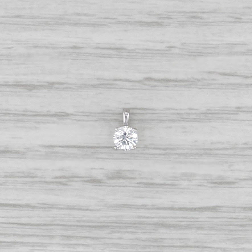 New 0.36ct Round Diamond Solitaire Pendant 14k White Gold Small Drop