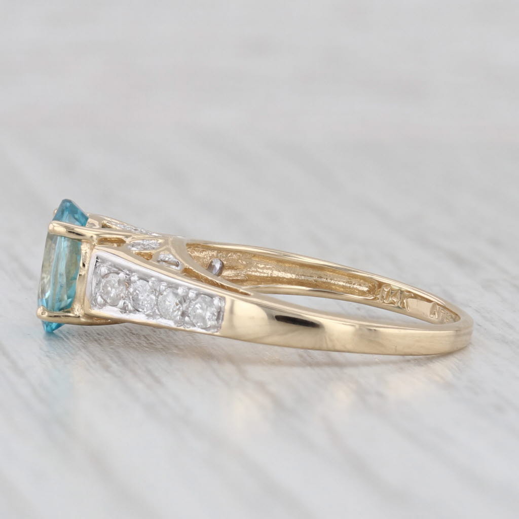 2.10ctw Blue Zircon Diamond Ring 14k Yellow Gold Size 6 Engagement
