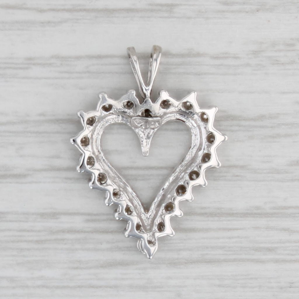 Gray 0.35ctw Diamond Framed Open Heart Pendant 10k White Gold