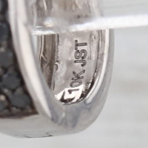 0.25ctw Black Diamond Hoop Huggie Earrings 10k White Gold Snap Top Round Hoops