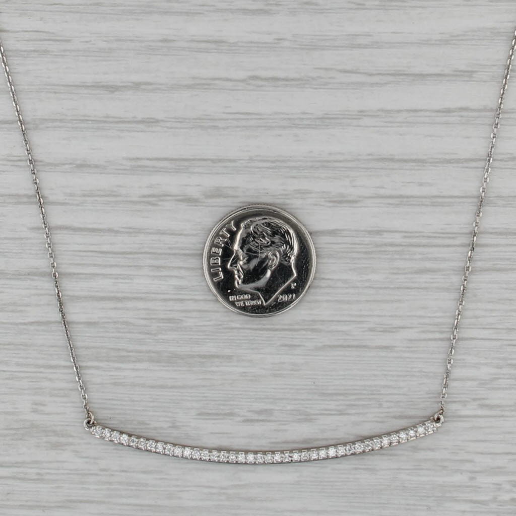 0.38ctw Diamond Bar Pendant Necklace 14k White Gold 18.25" Cable Chain