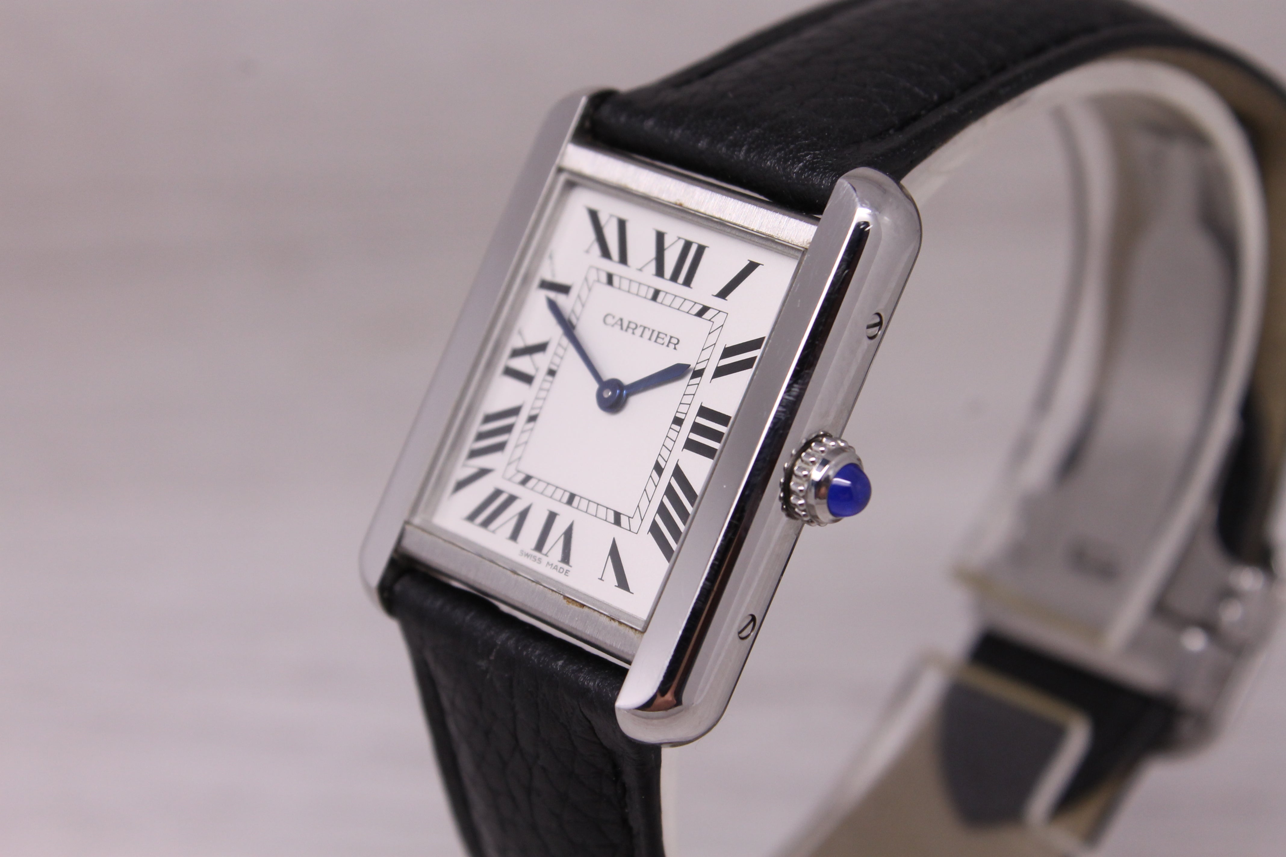 Cartier Solo Tank ref.3170 Stainless Steel 24mm Quartz Watch Strap Deployant Box