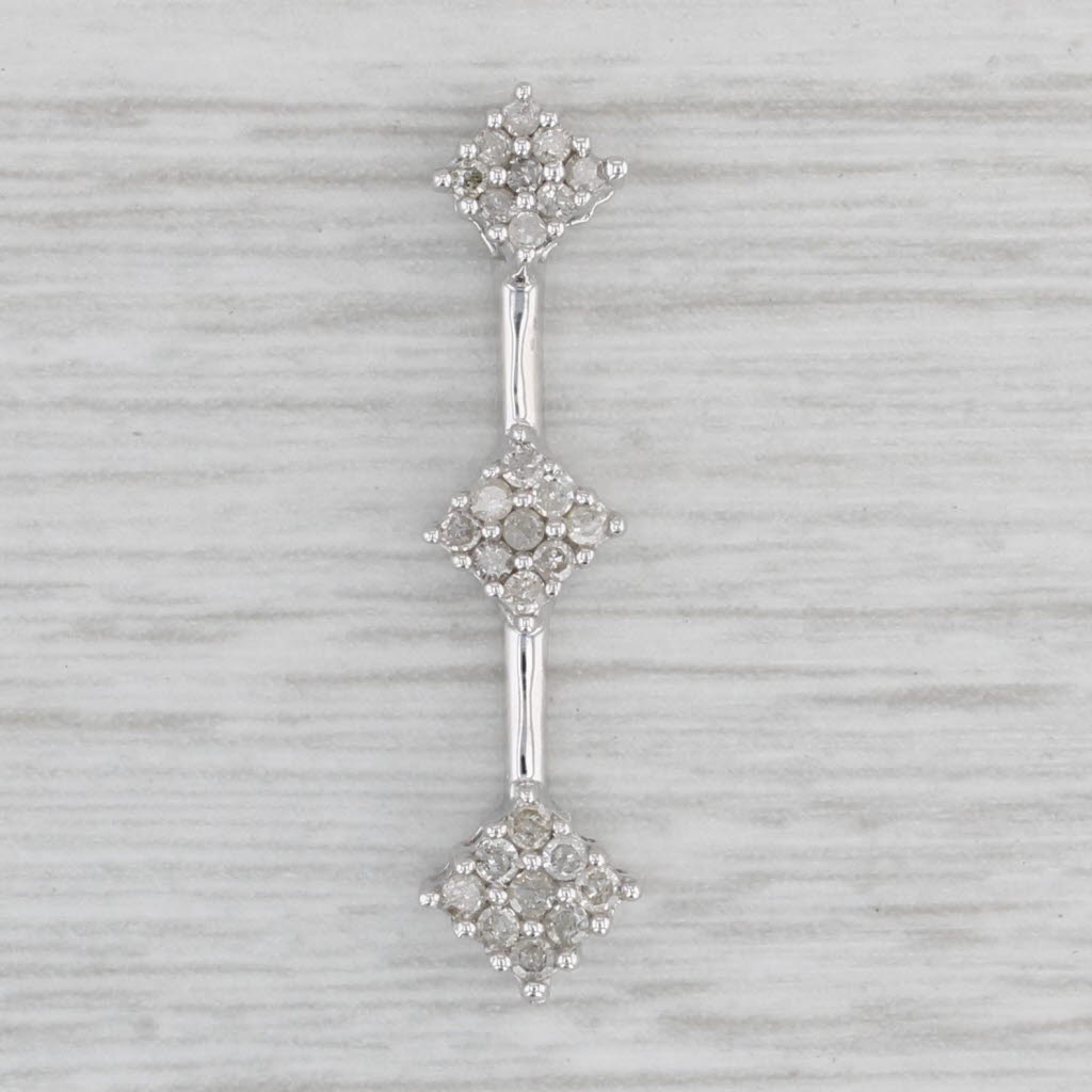 Gray 0.20ctw Diamond Clusters Journey Pendant 10k White Gold