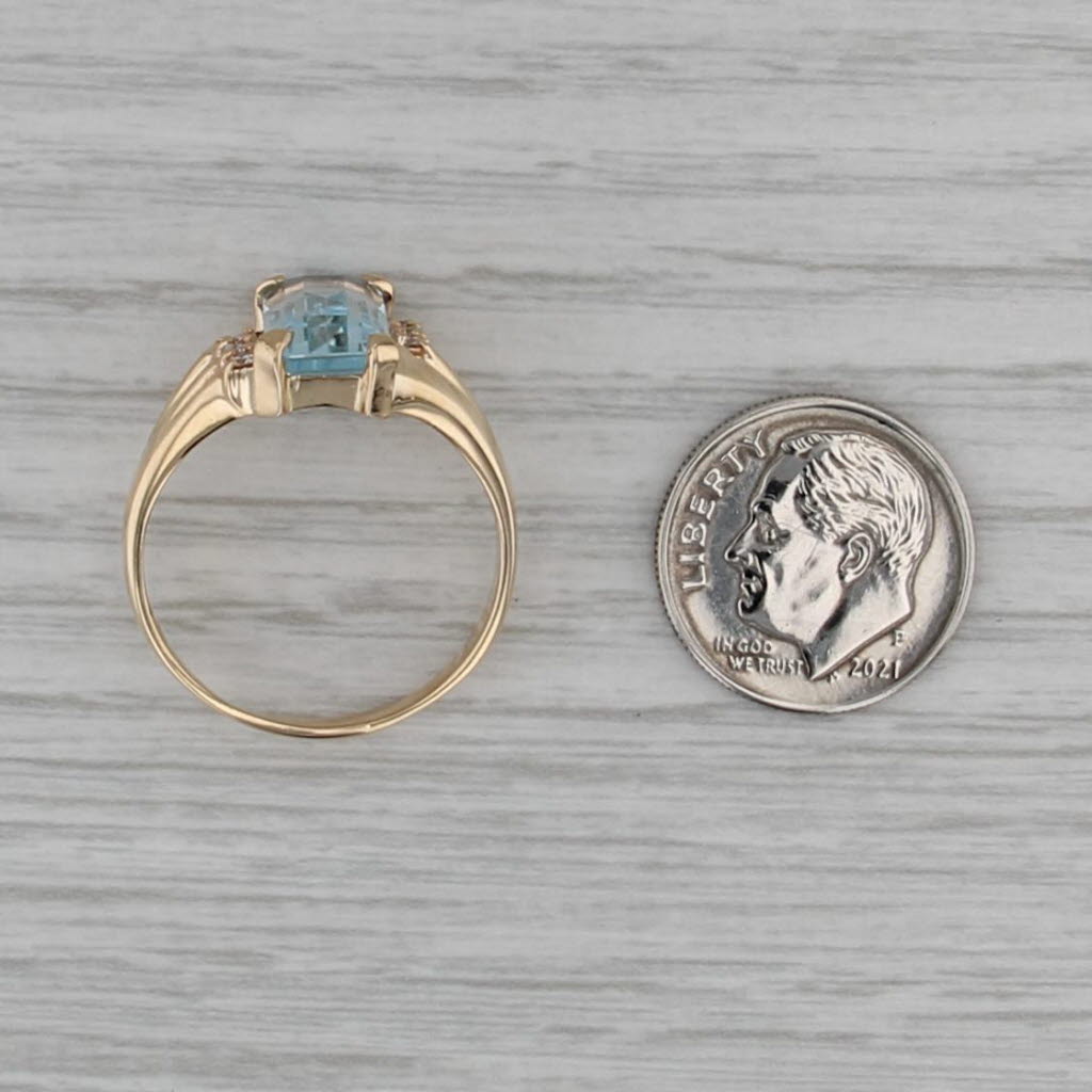 4.19ctw Blue Topaz Diamond Ring 14k Yellow Gold Size 9.5 Bypass