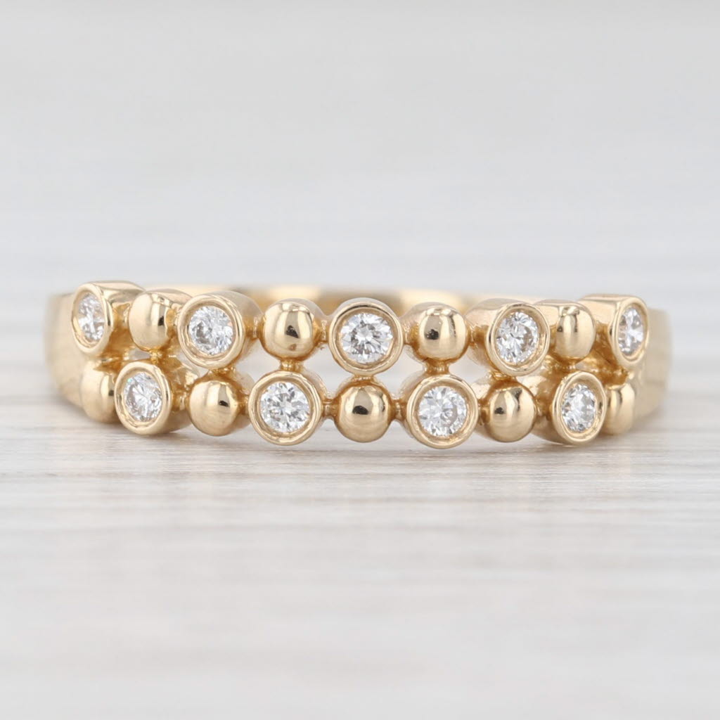 Light Gray New 0.16ctw Diamond Wedding Band 14k Yellow Gold Stackable Anniversary Ring 6.5