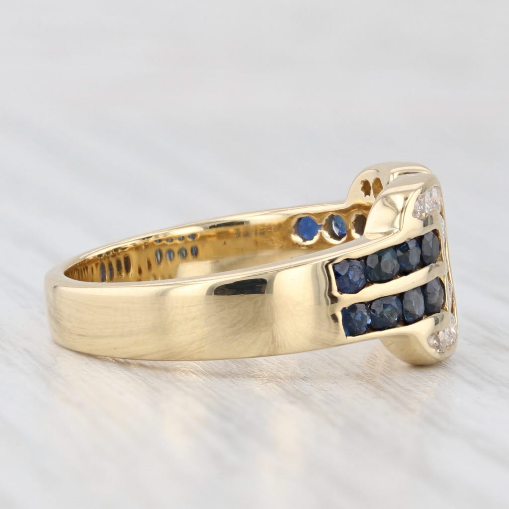 Light Gray 1.26ctw Blue Sapphire Diamond Ring 18k Yellow Gold Size 8.5