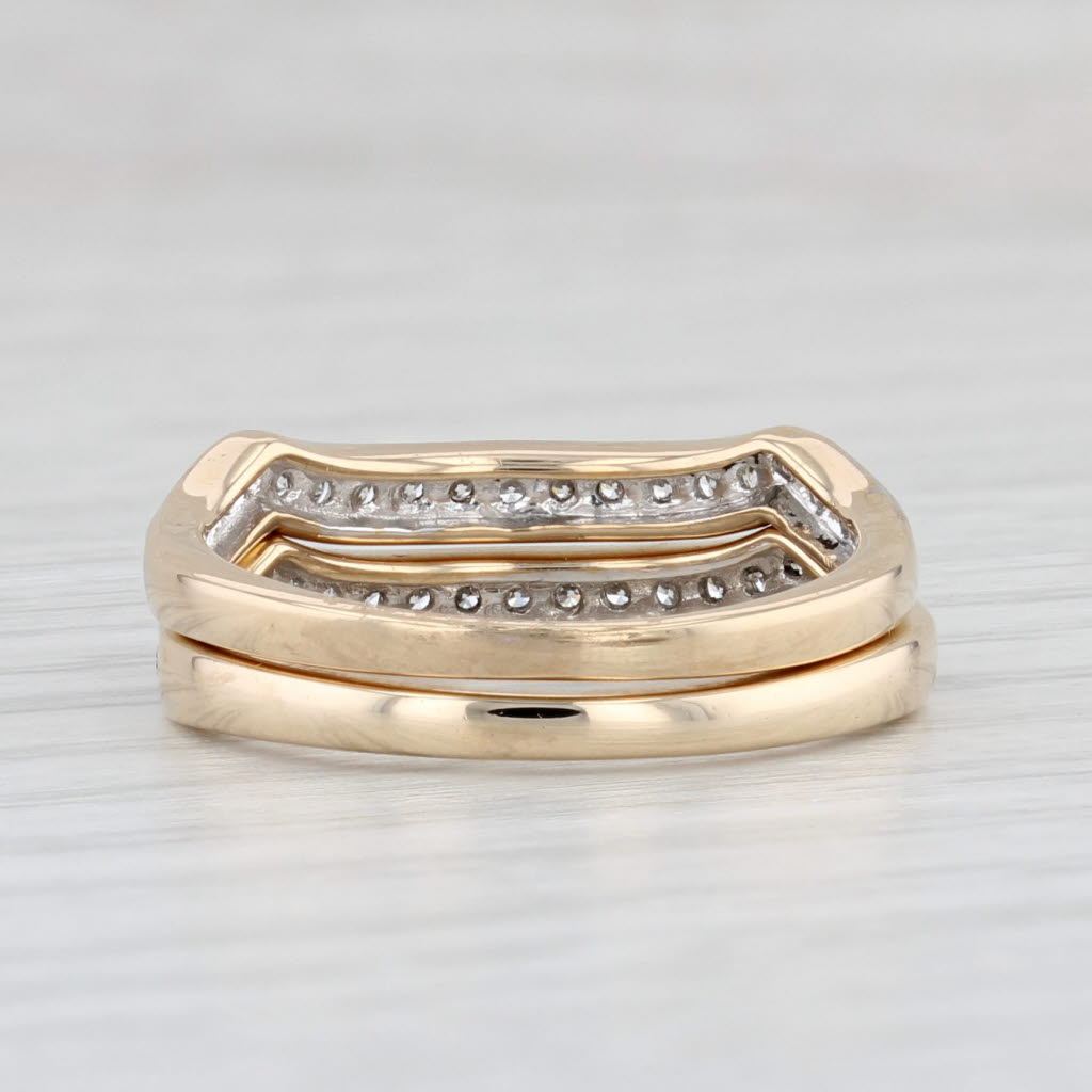 Light Gray 0.50ctw Diamond Wedding Band Enhancers Guards 14k Yellow Gold Size 6 Set of 2