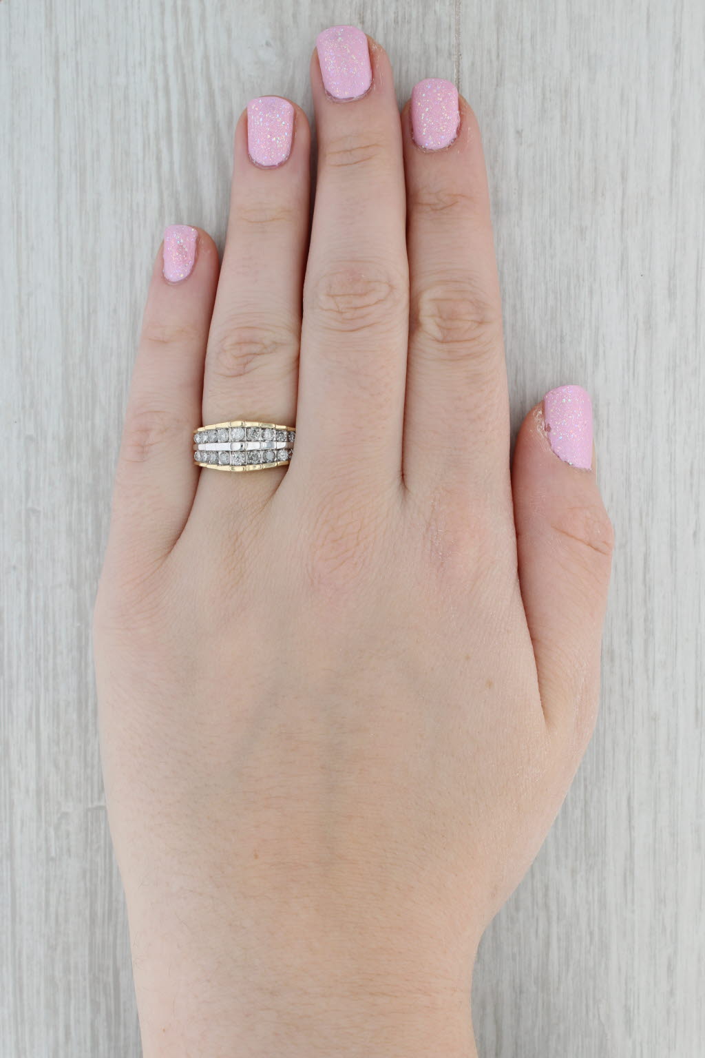Gray 0.76ctw Tiered Diamond Ring 10k Yellow Gold Size 8.25