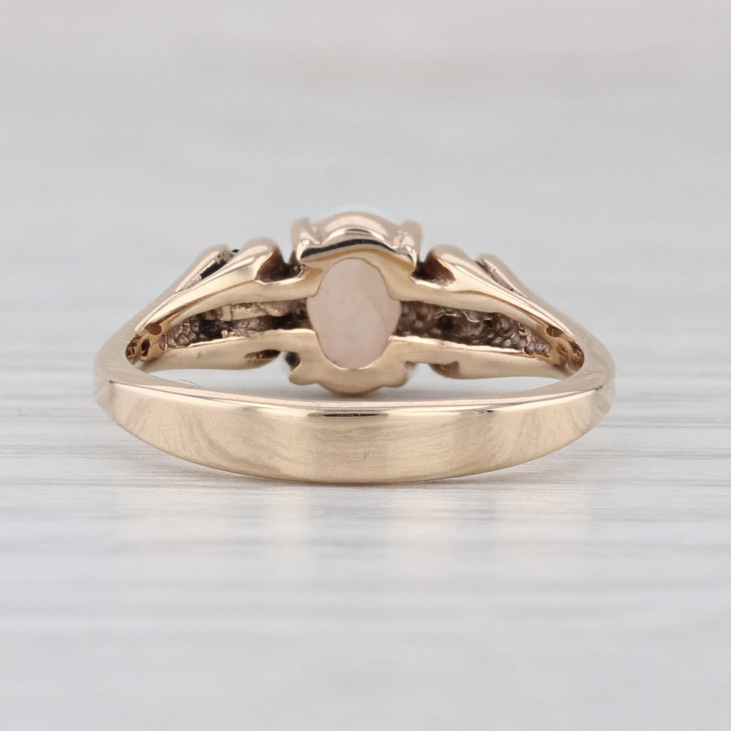 Vintage Oval Cabochon Opal Solitaire Ring 10k Yellow Gold Size 5.75-6