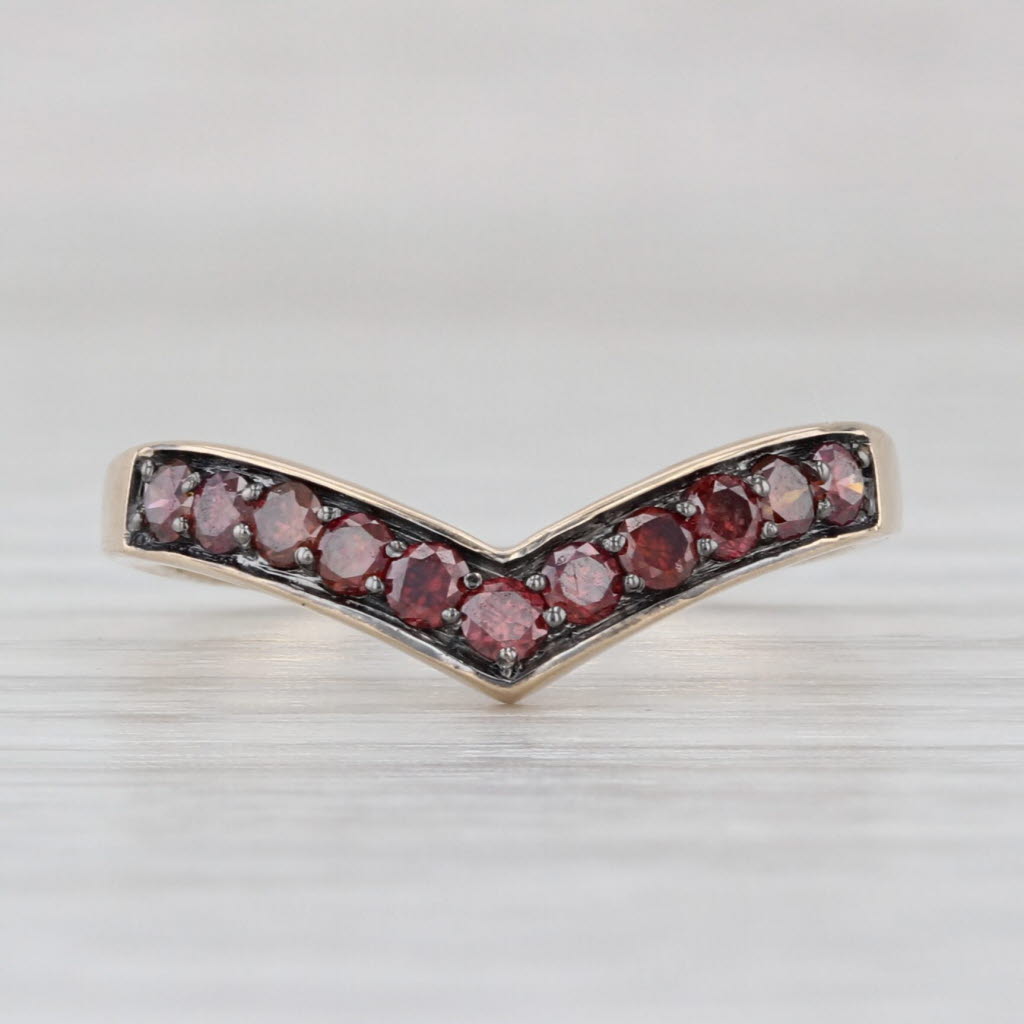 0.38ctw Purple Diamond Contoured Ring 10k Gold Size 6 Stackable Guard COA