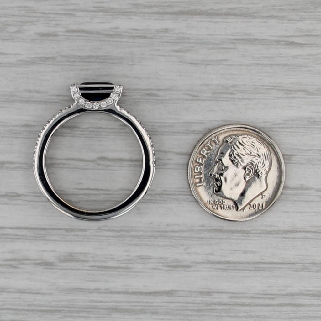 2.27ctw Blue Sapphire Diamond Ring 18k White Gold Size 6.75