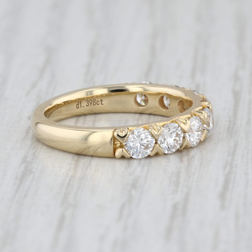 New 1.40ctw Lab Grown Diamond Wedding Band 14k Yellow Gold Sz 6.5 Stackable Ring