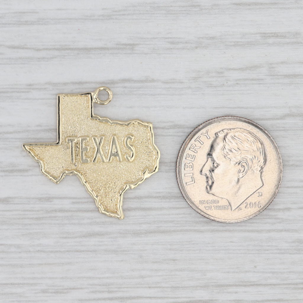 Light Gray Texas State Souvenir Charm 10k Yellow Gold Pendant