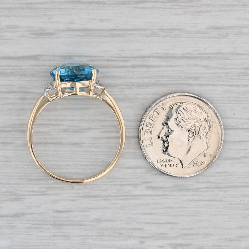 Gray 3.20ctw Round Blue Topaz Diamond Ring 14k Yellow Gold Size 8
