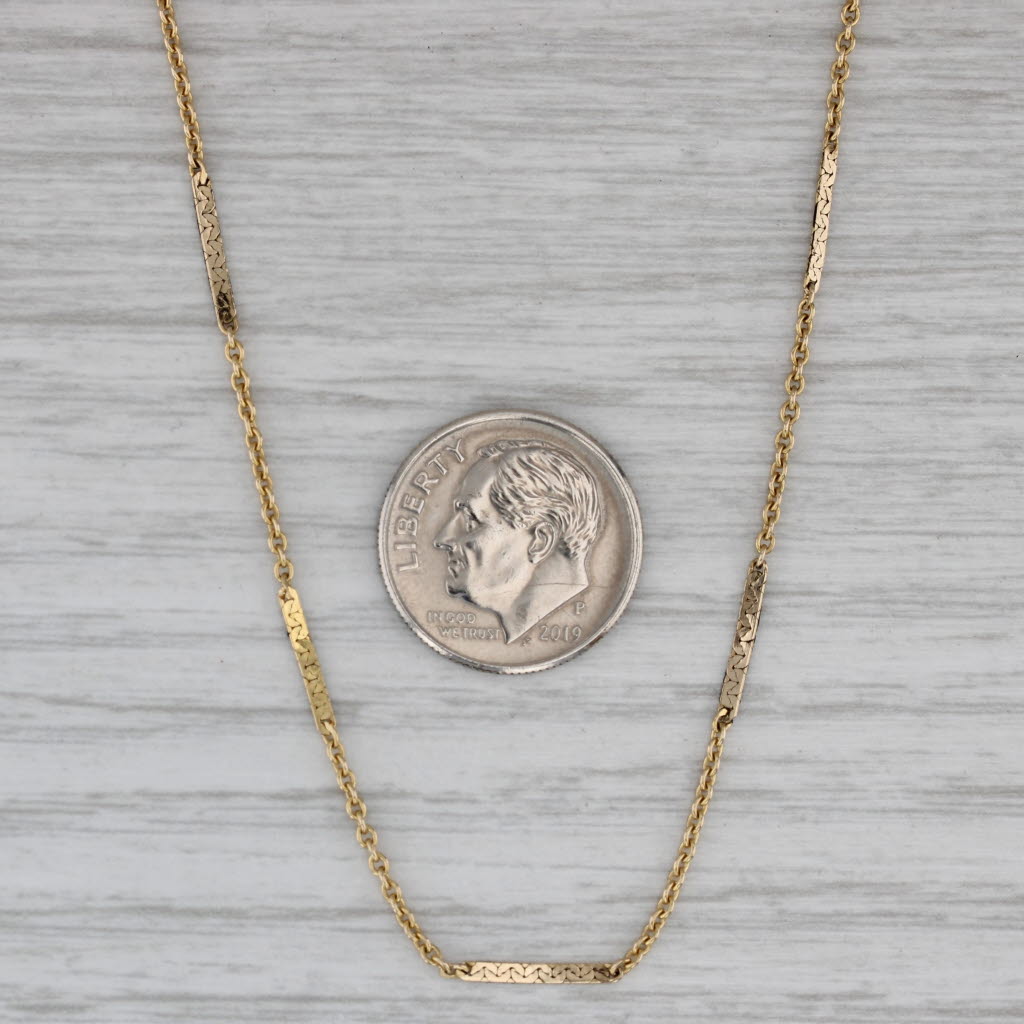 Gray 16" Cable Cobra Chain Necklace 14k Yellow Gold 1.4mm