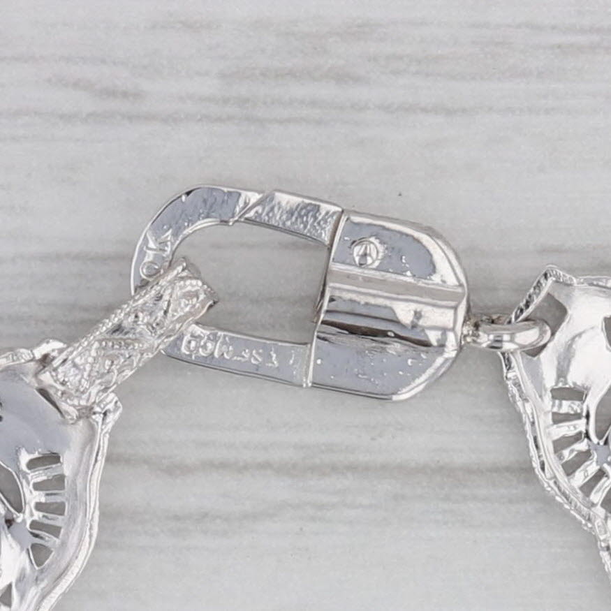 Gray Art Deco Filigree Diamond Accented Bracelet 10k White Gold 7.25"