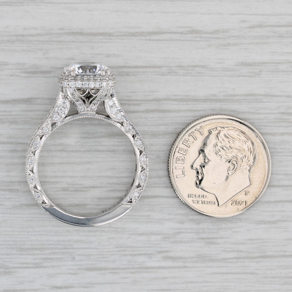 Gray New Tacori Semi Mount Diamond Halo Engagement Ring Platinum Sz 6.25 Certificate
