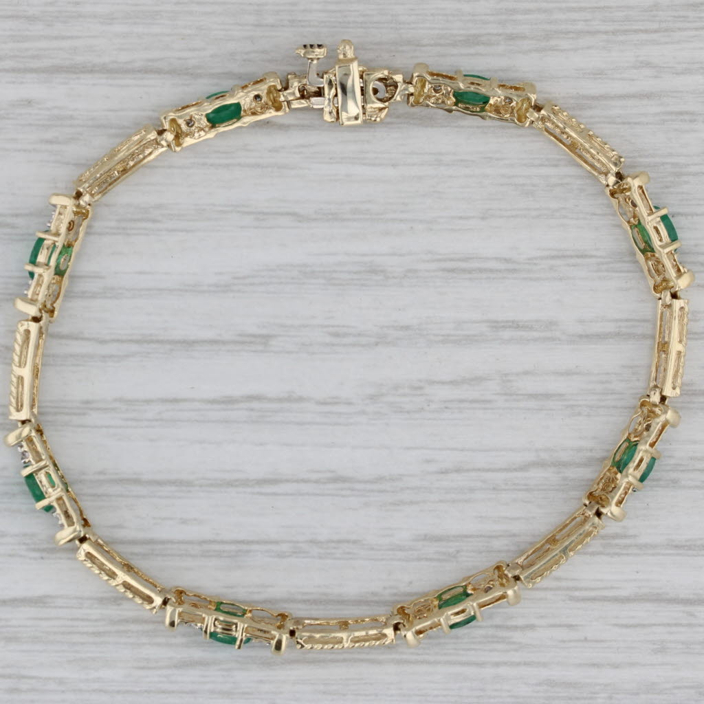 Gray 2ctw Emerald Diamond Bar Link Tennis Bracelet 10k Yellow Gold 7" 4.1mm
