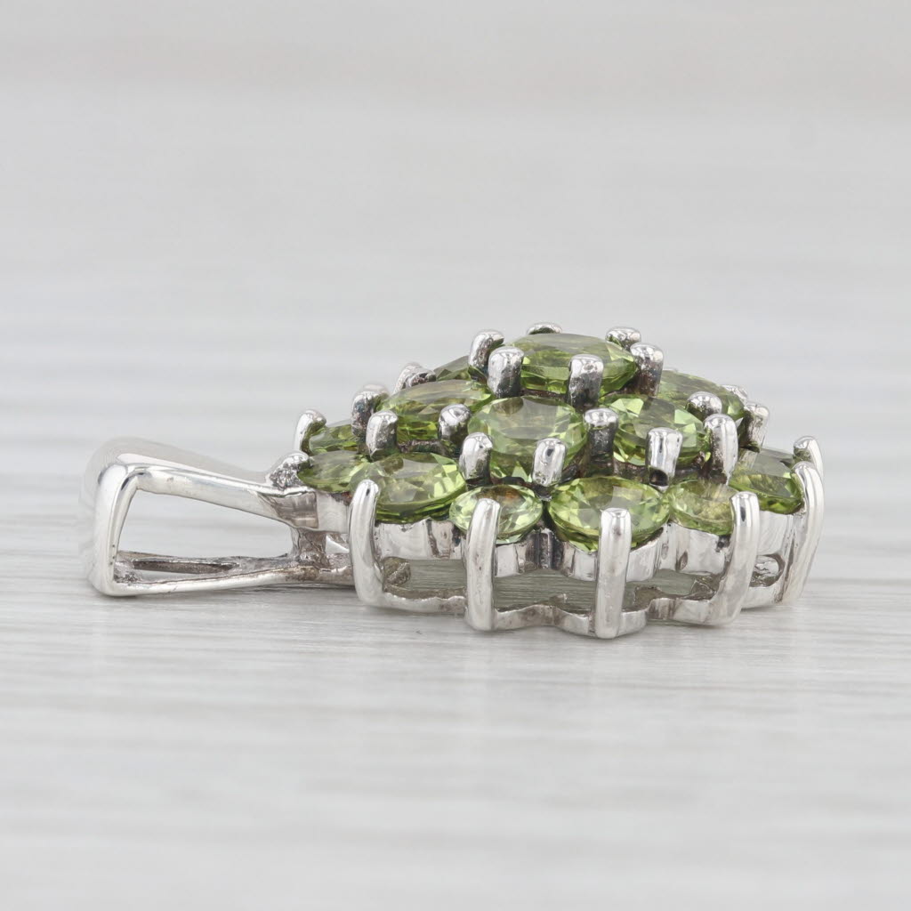 Light Gray 4.76ctw Peridot Flower Cluster Pendant Sterling Silver