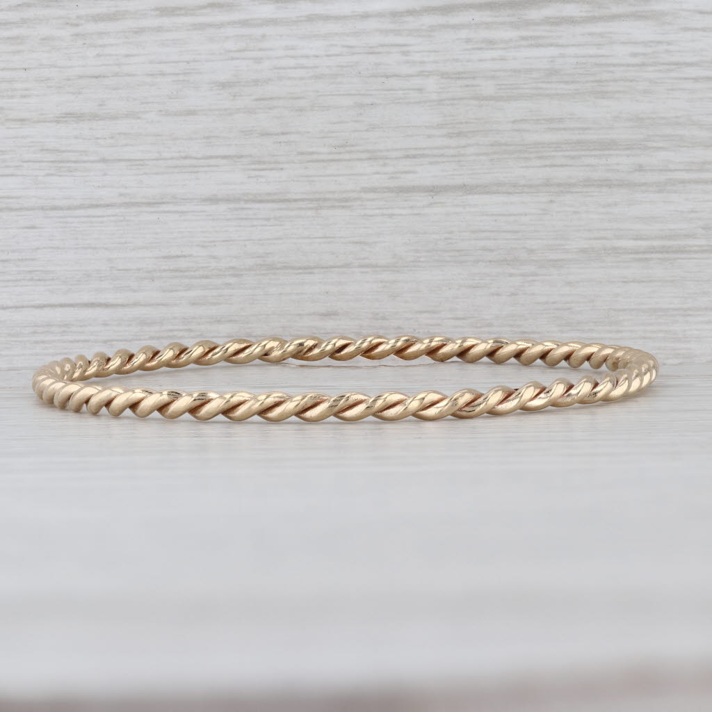 Woven Bangle Bracelet 14k Yellow Gold 7.75" 3.2mm