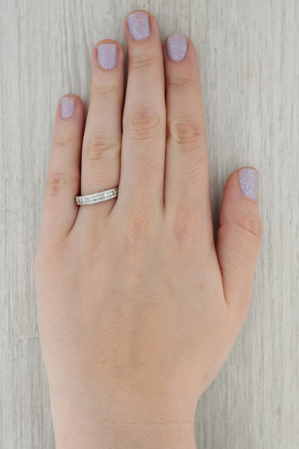 Dark Gray 0.42ctw Diamond Wedding Band 10k White Gold Size 8.5 Stackable Anniversary Ring