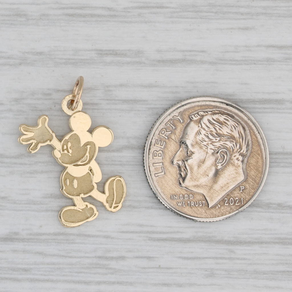 Gray Disney Cartoon Mickey Mouse Pendant 14k Yellow Gold Charm Box New Old Stock