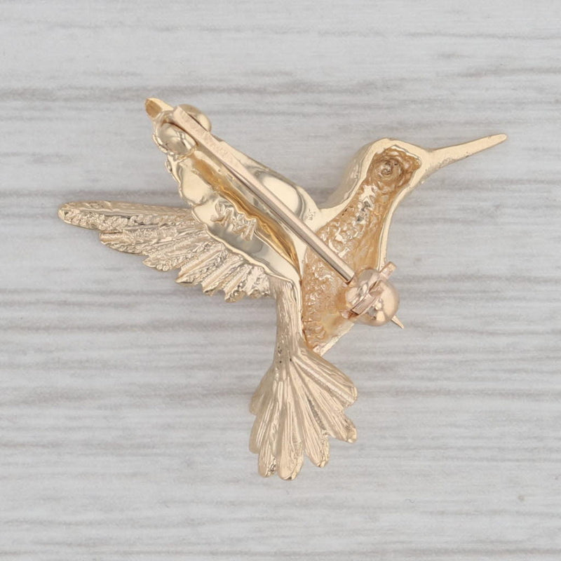 Small Hummingbird Pin 14k Yellow Gold Brooch